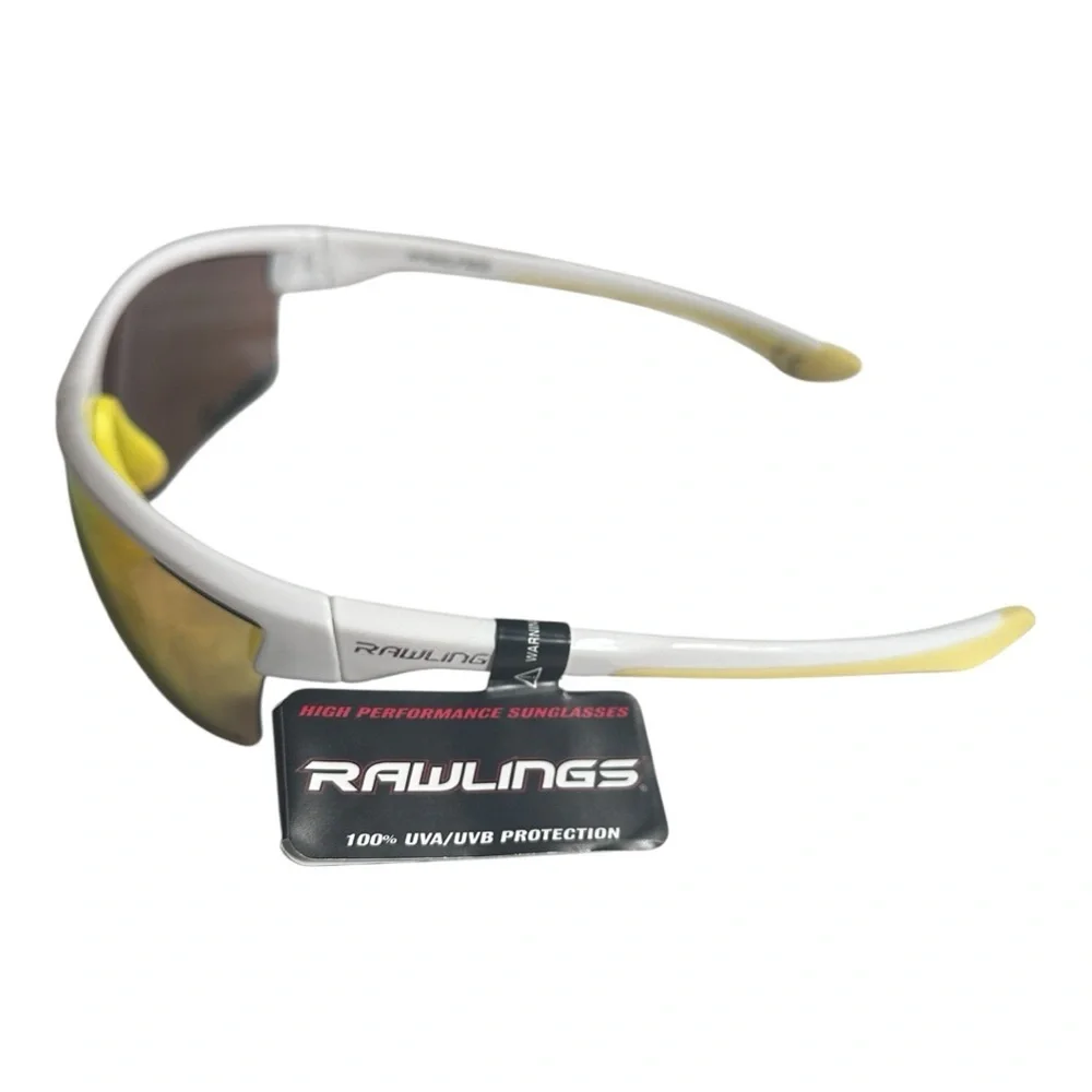 ADULT WHITE/ORANGE HALF-RIM BLADE SUNGLASSES - Picture 4 of 6